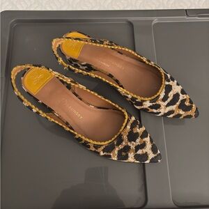 Chinese Laundry Leopard-Print Pointed Flats with Yellow Trim